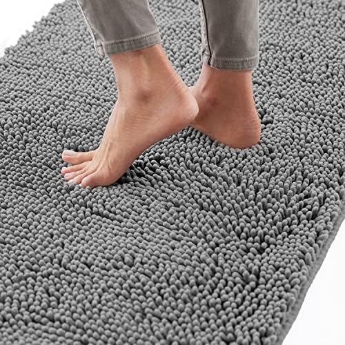 Gorilla Grip Thick Chenille Bath Rug 60x17 Grey