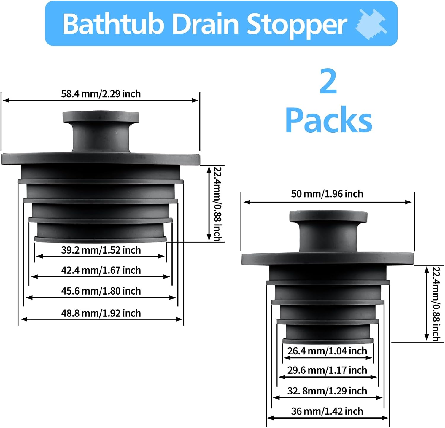 Aluvor 2pcs Bathtub Sink Stopper Set 1