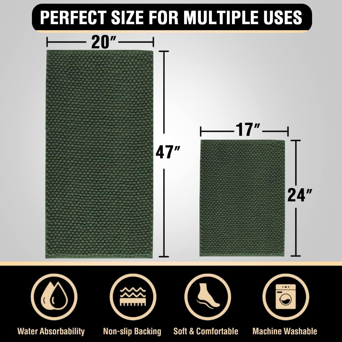 HVERSAILTEX Bath Rugs Set of 2 Non-Skid Plush Runner