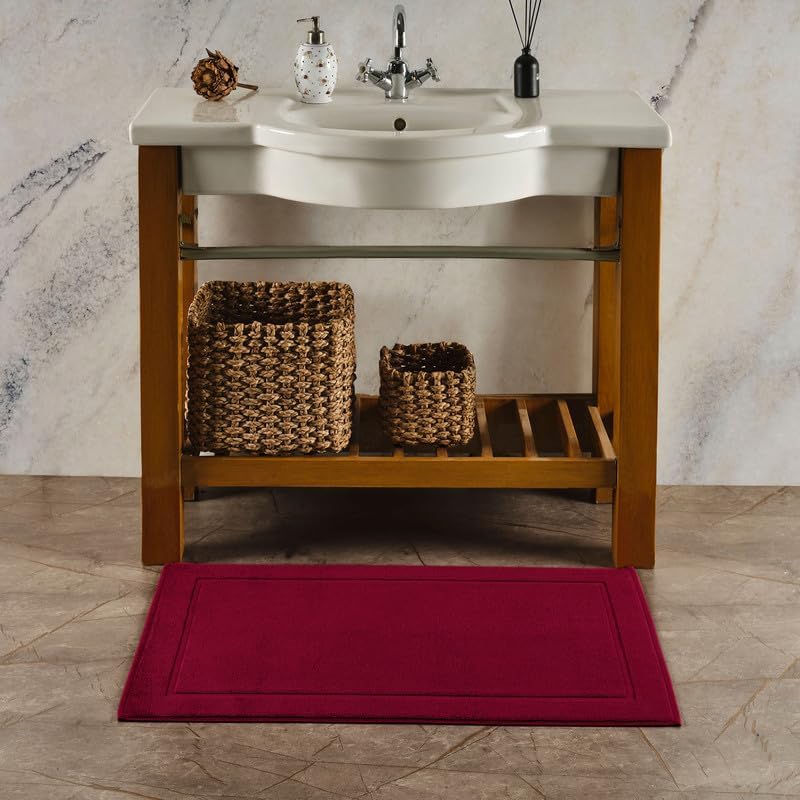 Hawmam Linen Red Bath Mats 2 Pack
