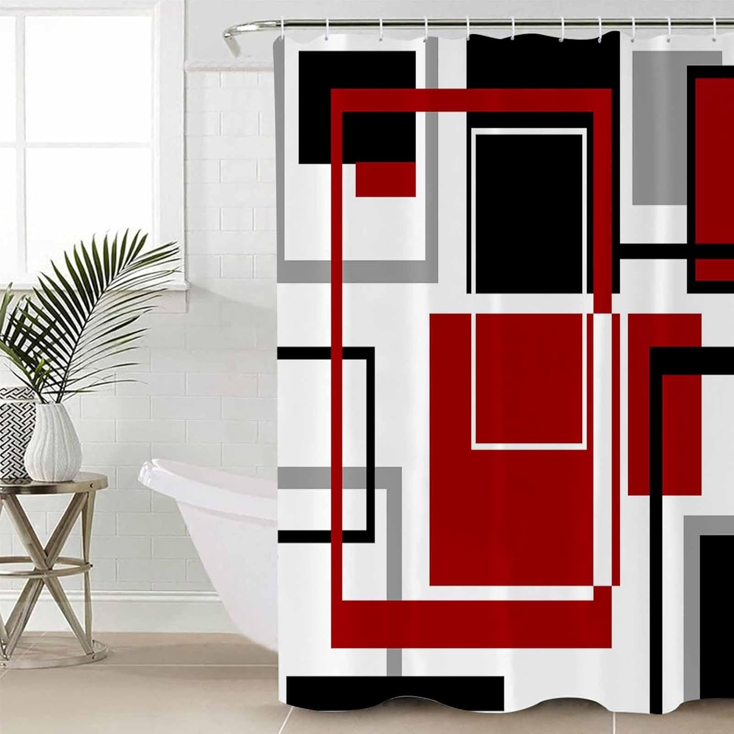 ZOE GARDEN Red Bathroom Set with Curtain Rug and Accessories