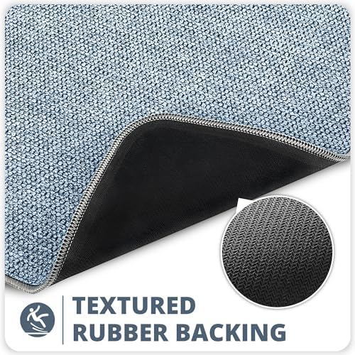 ULTRA THIN BATH MAT WITH RUBBER BACKING Blue 20x32