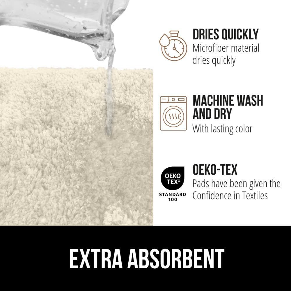 Gorilla Grip Premium Luxury Bath Rug Ivory 36x24