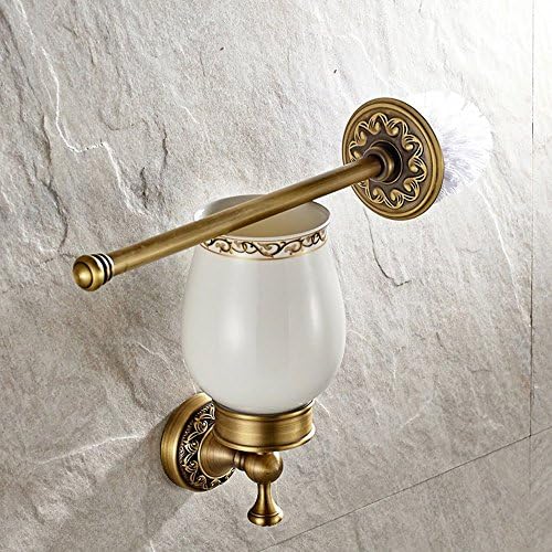 Leyden Antique Brass Toilet Brush Holder with Ceramic Cup 1