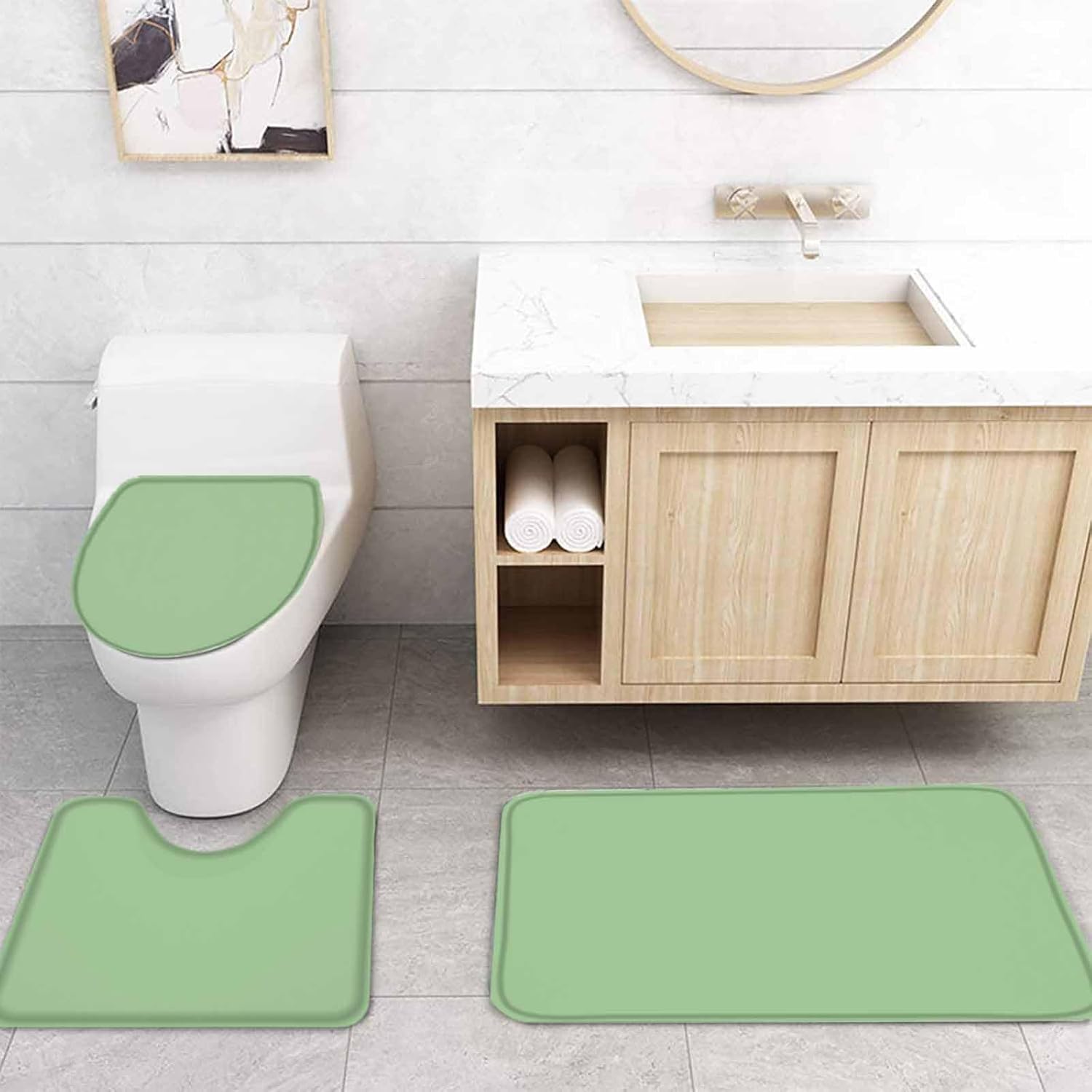 ZOE GARDEN Green Bathroom Set with Rug and Accessories