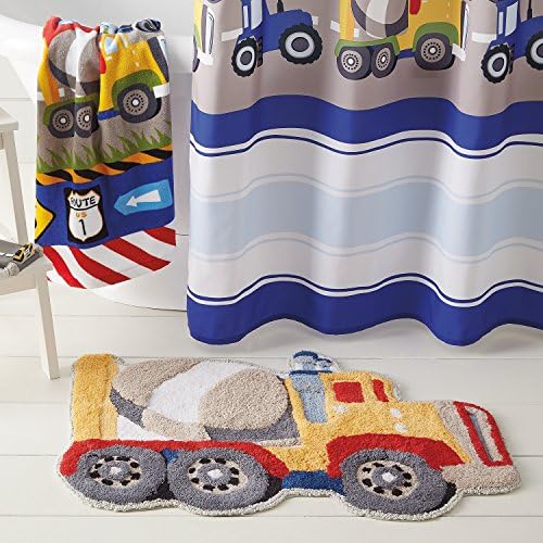 dream FACTORY Trains and Trucks Dump Truck Bath Rug Yellow 20x30
