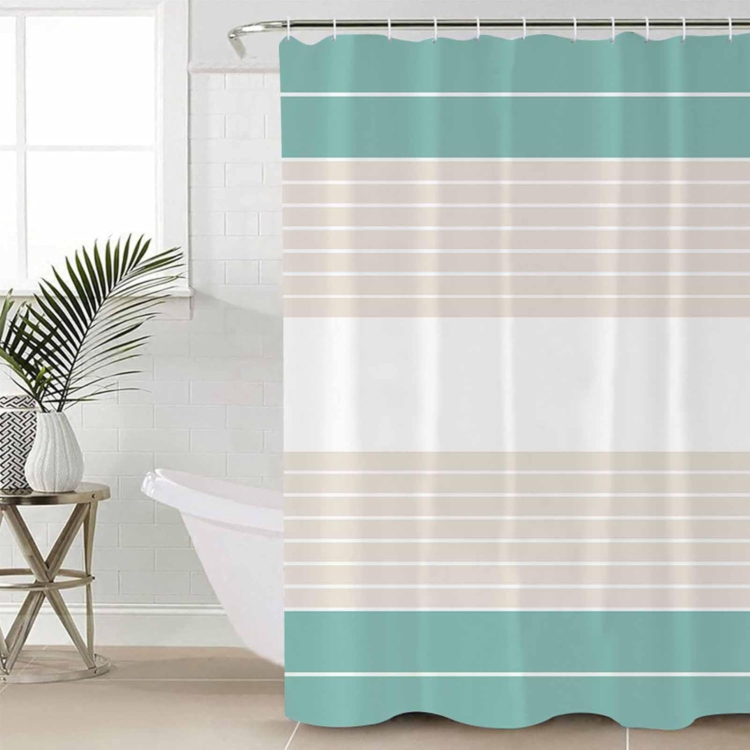 ZOE GARDEN Turquoise Striped Bathroom Set