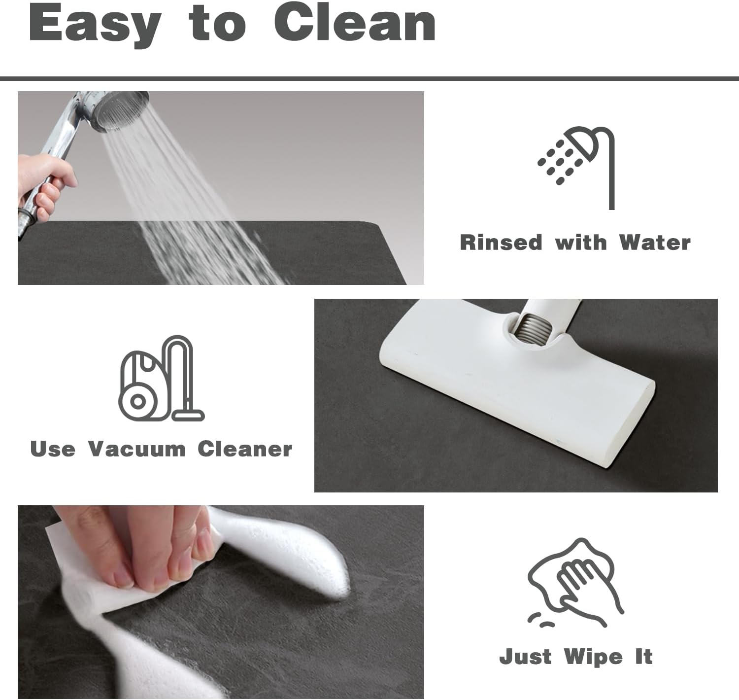 TYUU Dark Grey Bath Mat 16x24 Non Slip Quick Dry