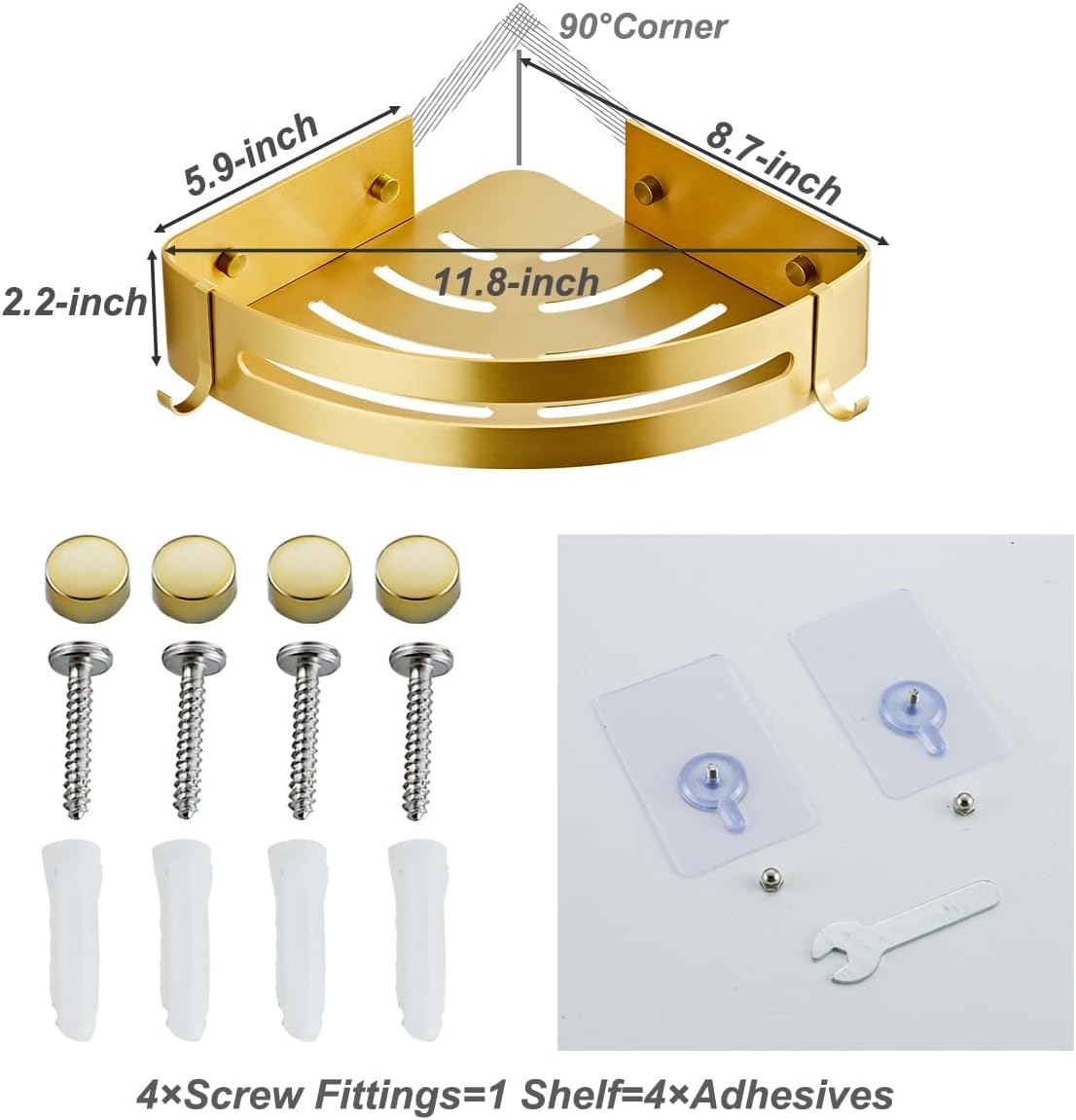Hoinerus Brushed Gold 2-Pack Shower Caddy Organizer