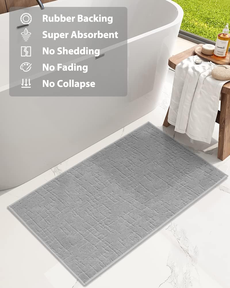 AMOAMI Bath Mat - Super Absorbent Quick Dry Rubber Backed Floor Mat