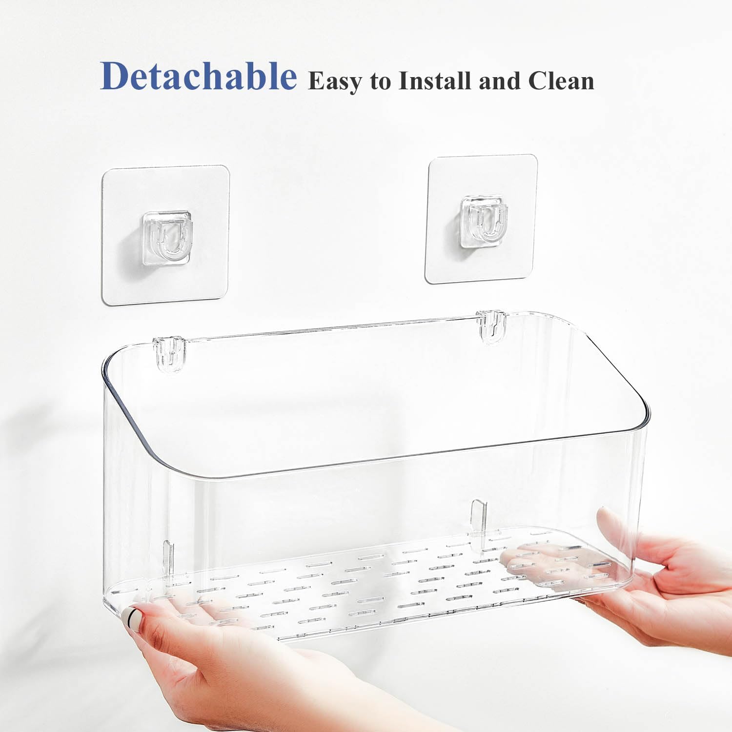 Eunion Adhesive Shower Caddy with Large Capacity and Clear Design