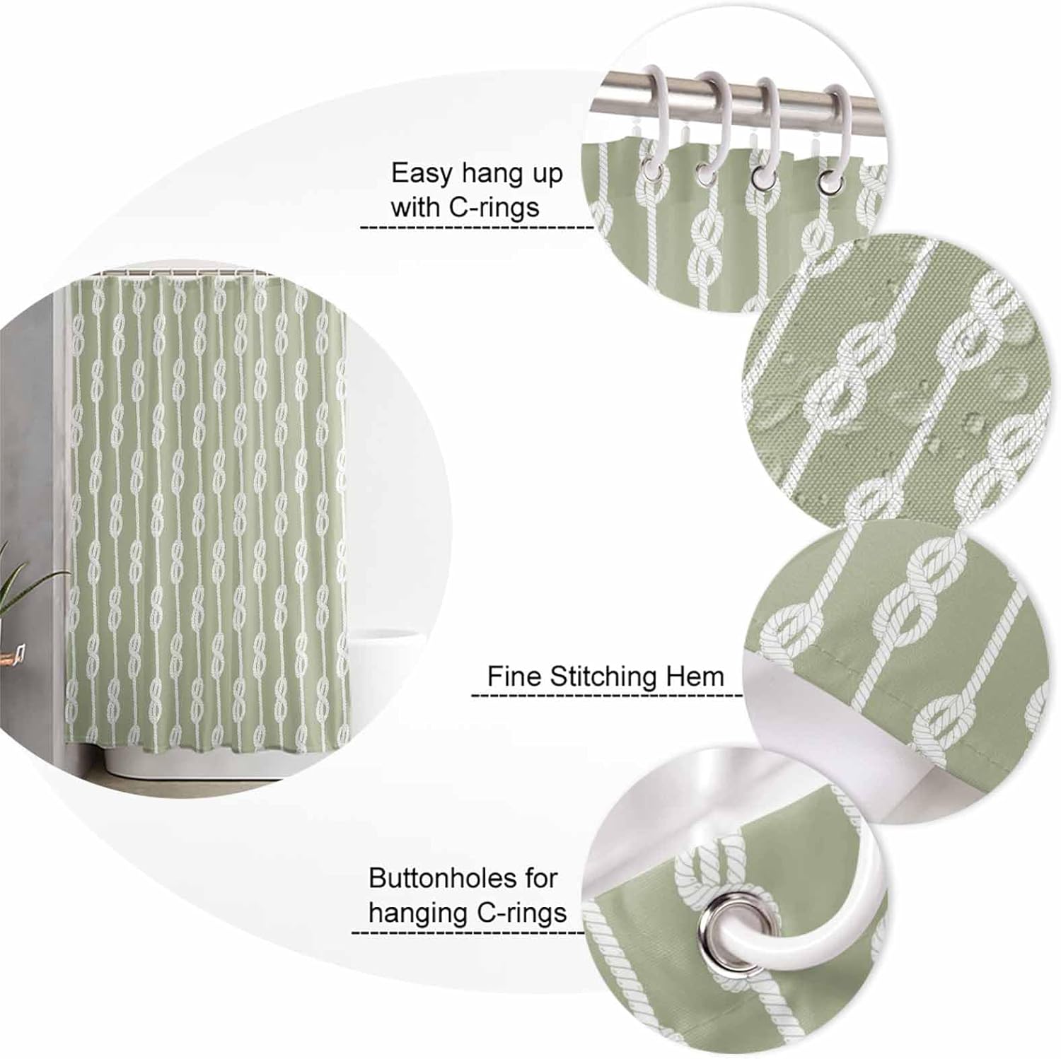 ZOE GARDEN Sage Green Knot Bathroom Set 1