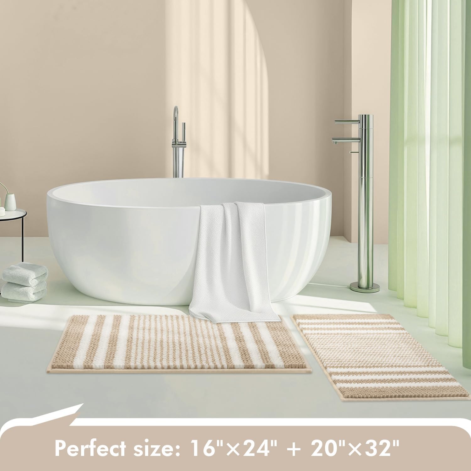 Tindbea Starryle Bath Rug Set 2 Piece Khaki
