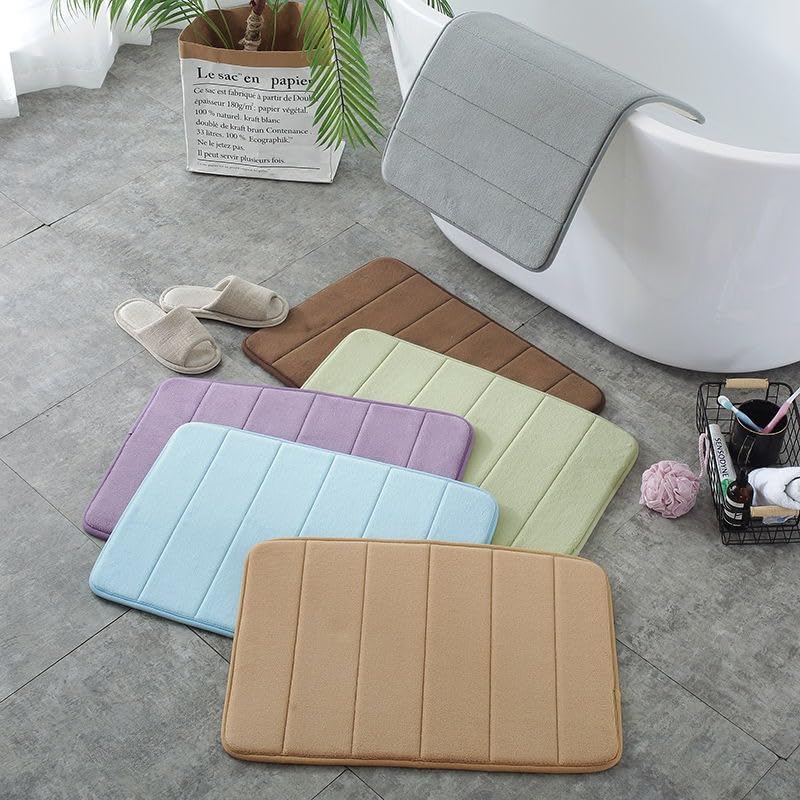Flamingo P Non Slip Memory Foam Bath Mat Grey 1