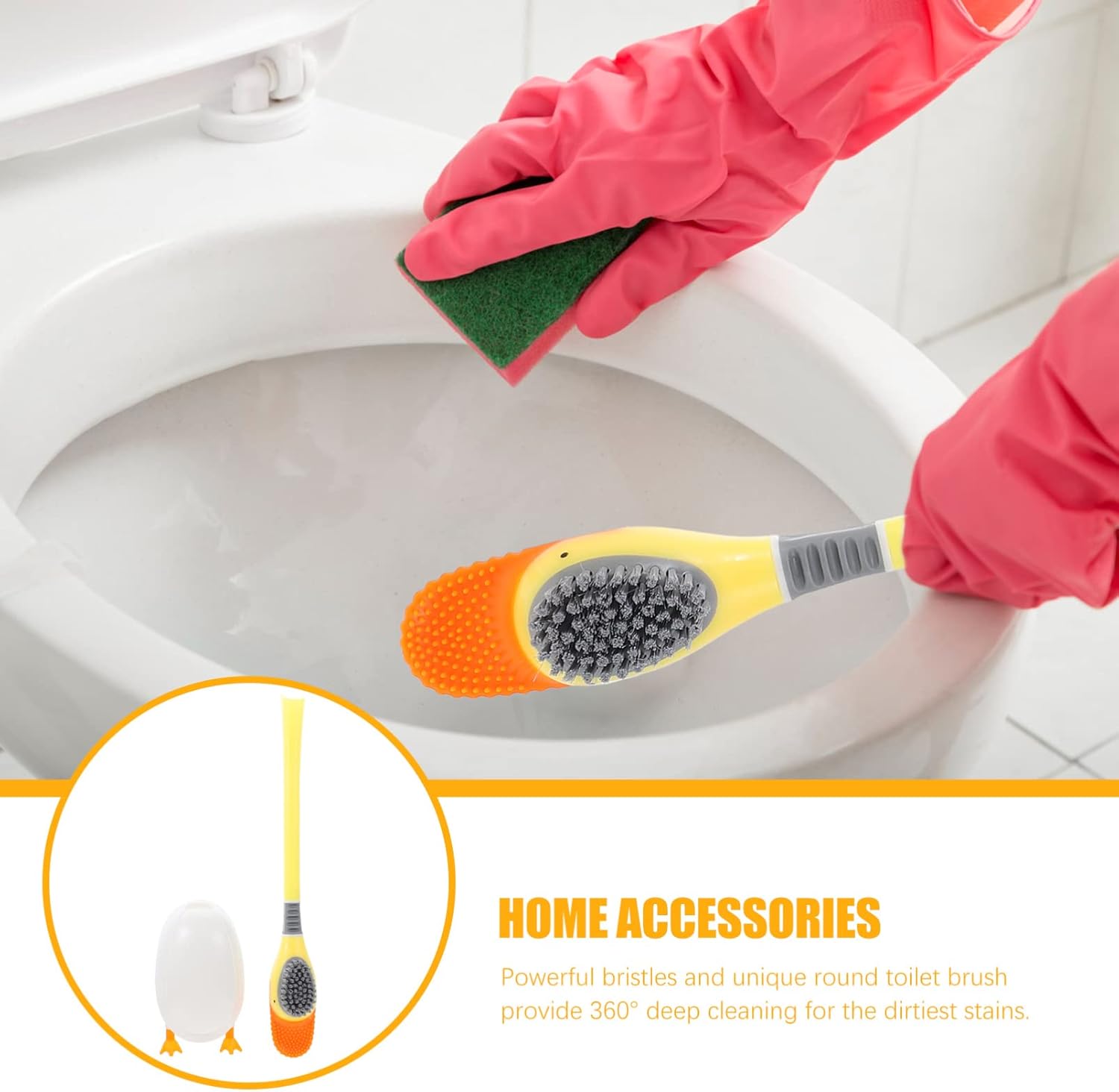 Operitacx Silicone Toilet Brush with Wall Mounted Holder