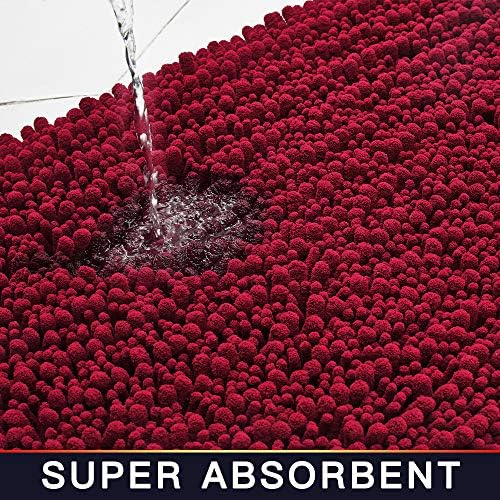 Walensee Non-Slip Bath Mat 24x17 Inch Red Chenille