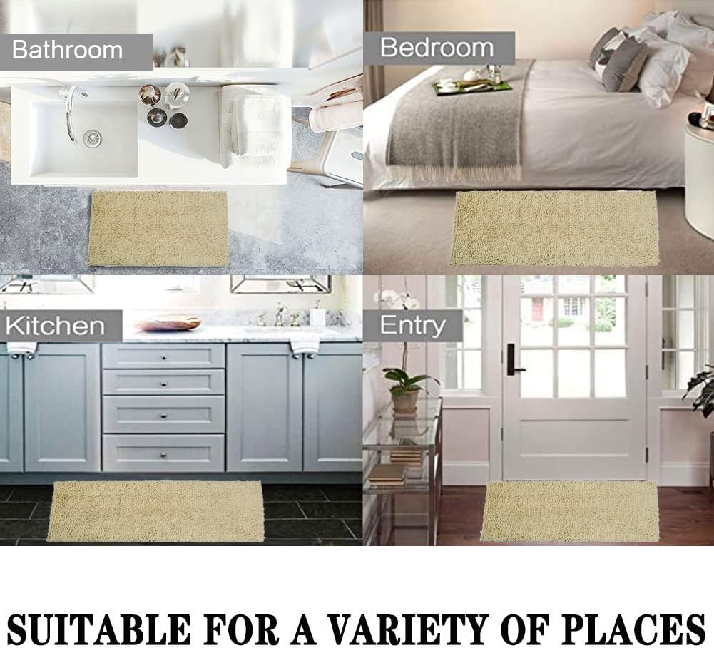 SONORO KATE Plush Bath Rug Non-Slip 3220 Beige