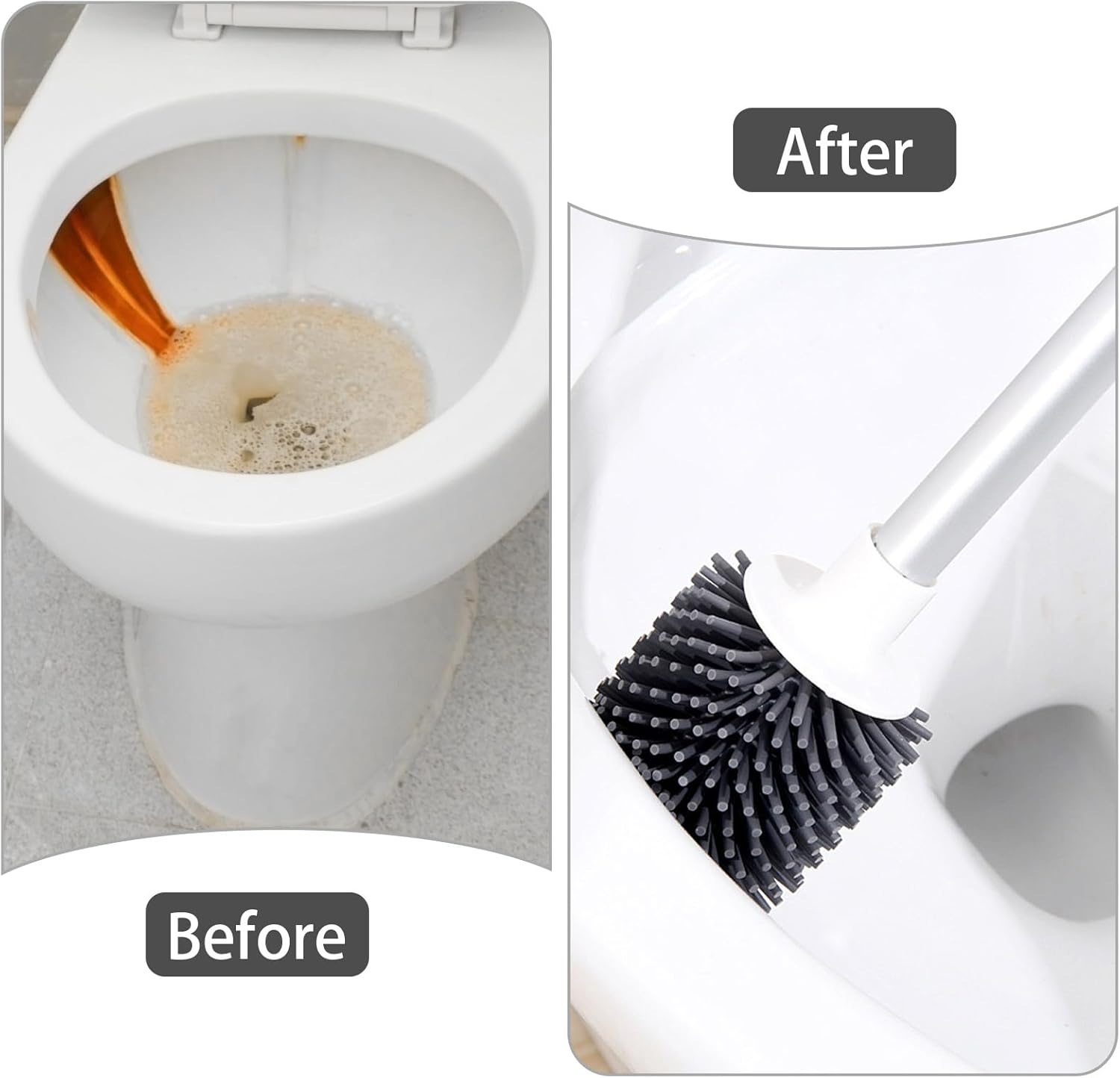 2 Pack Toilet Brush Set with Silicone Cleaner and Holder