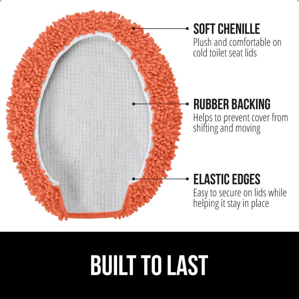 GORILLA GRIP Coral Bath Rug Toilet Lid Cover Bundle