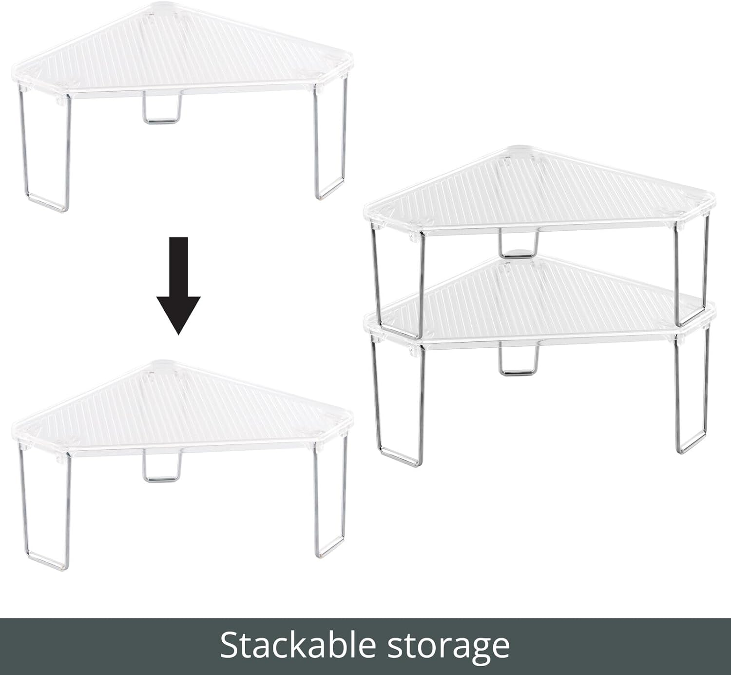 mDesign Corner Stackable Rack 2 Pack Clear
