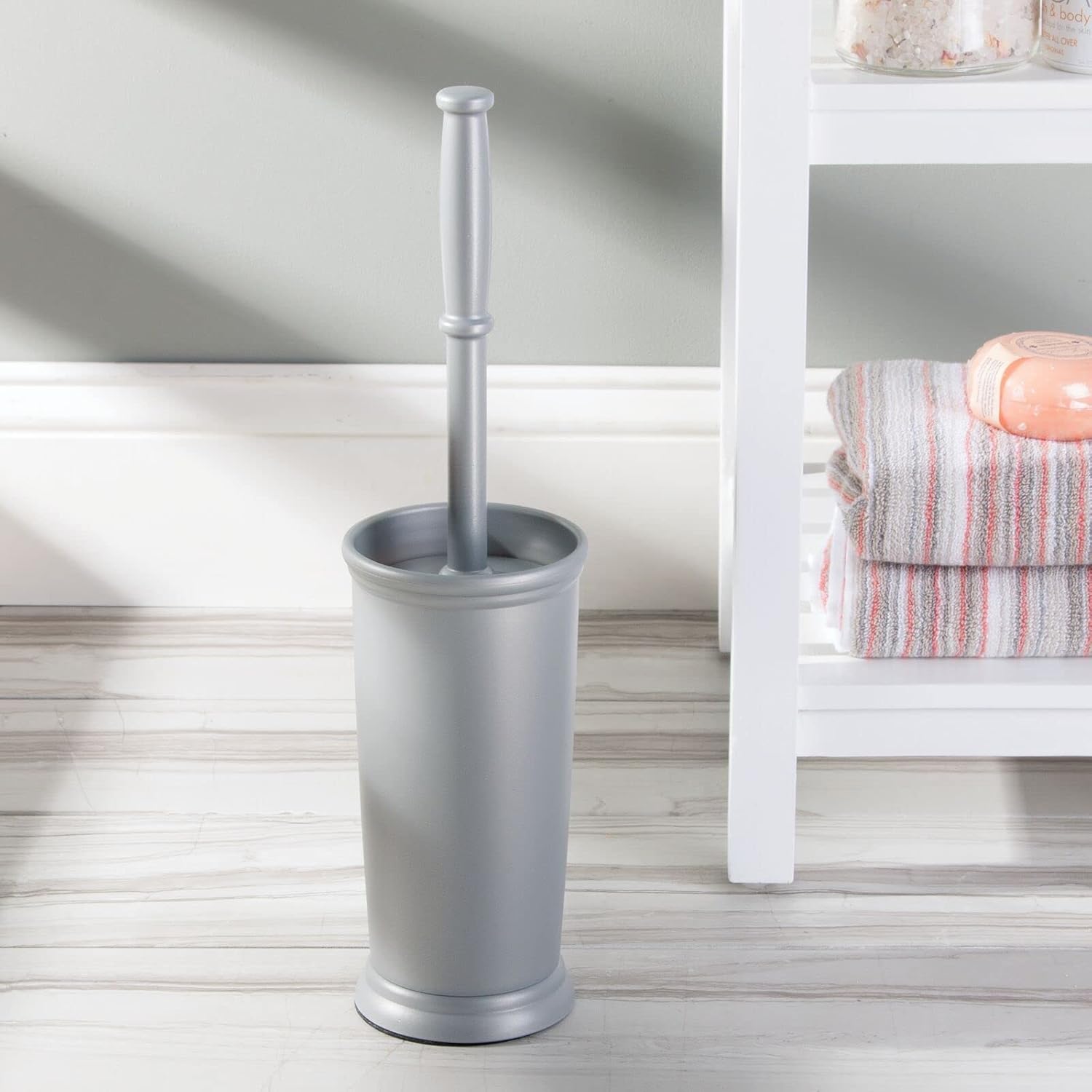 mDesign Compact Freestanding Toilet Brush and Holder - Silver