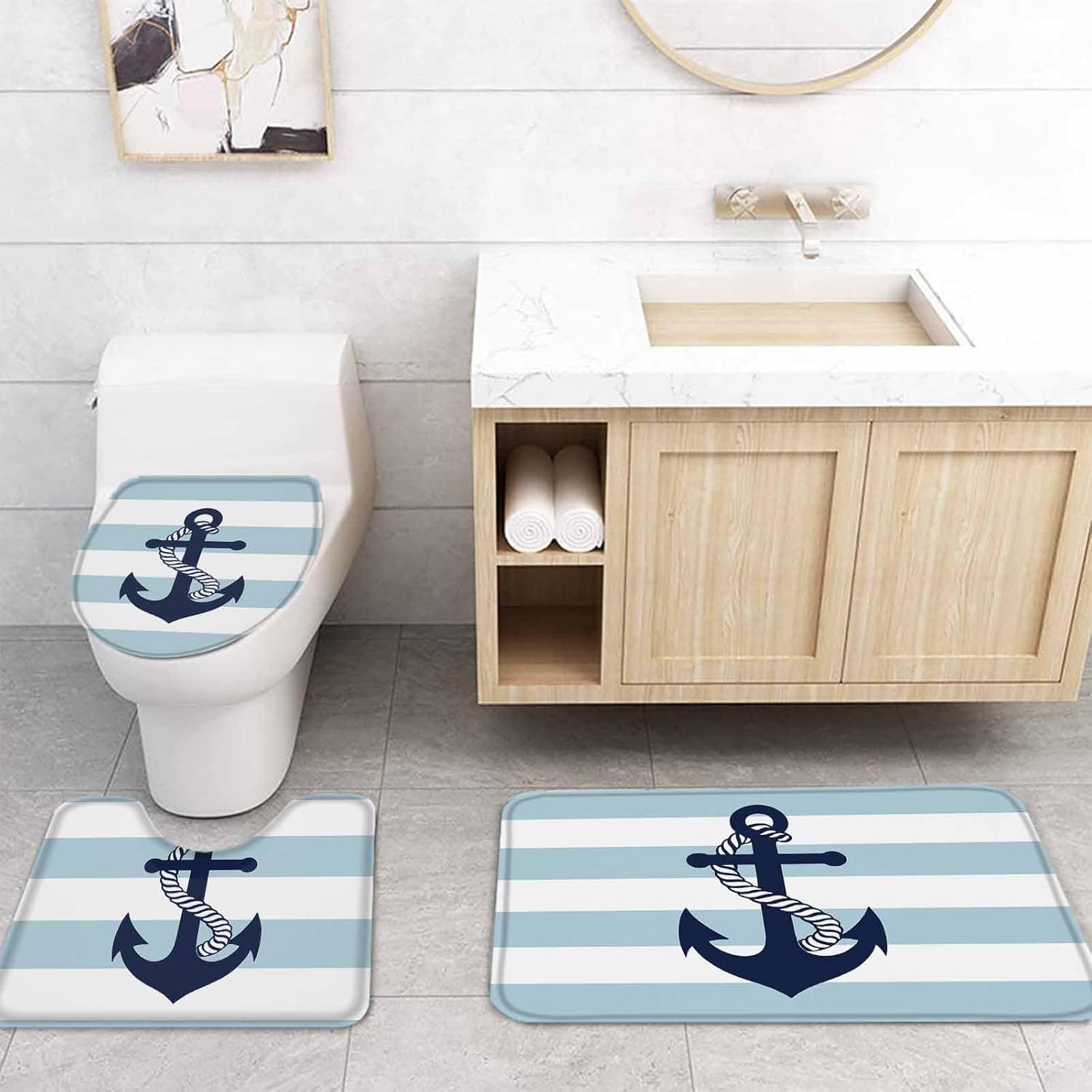 ZOE GARDEN Anchor Striped Bathroom Set