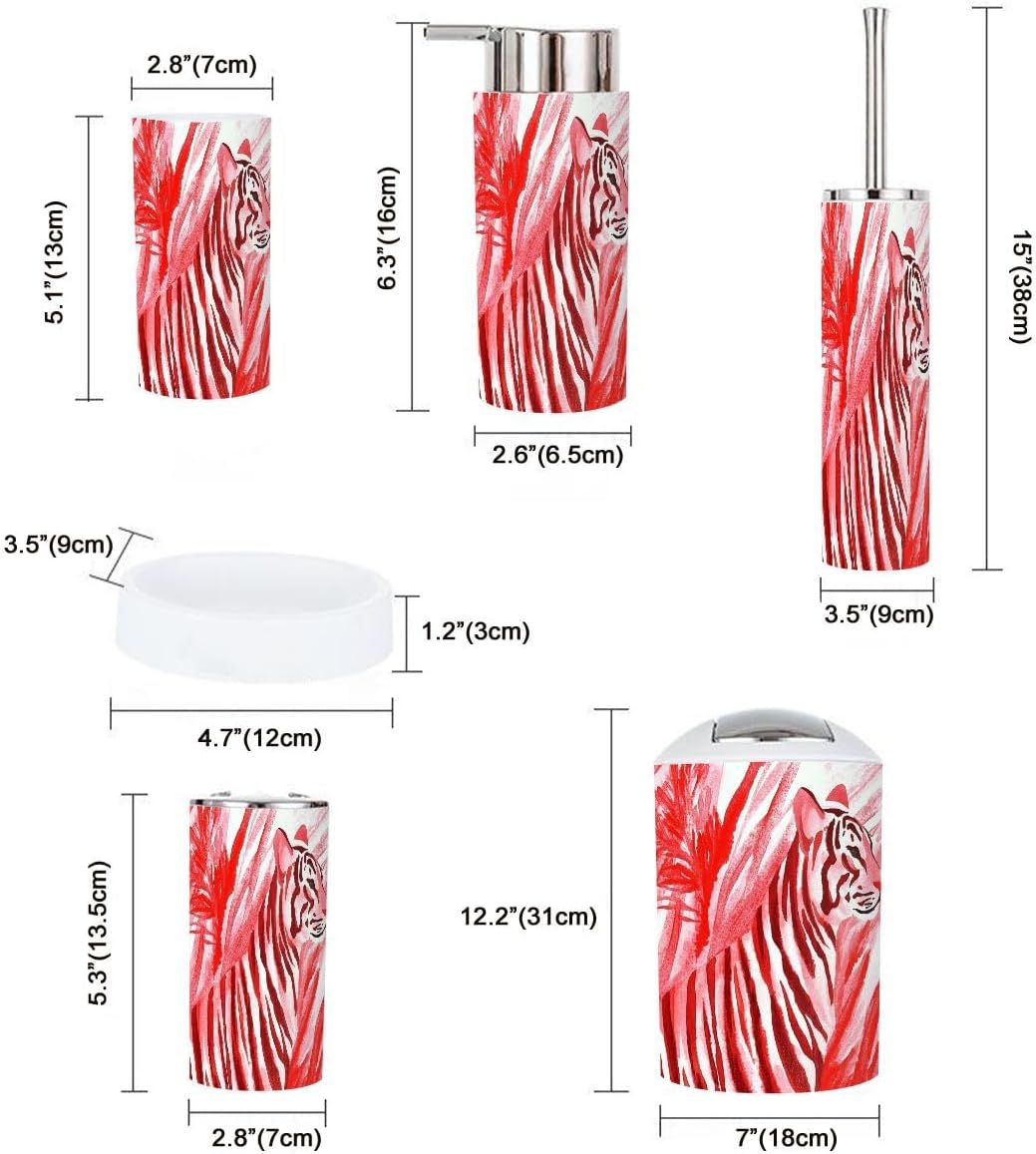 Boho Chalk Stripes Animal Print Bathroom Accessories Set 6 Piece