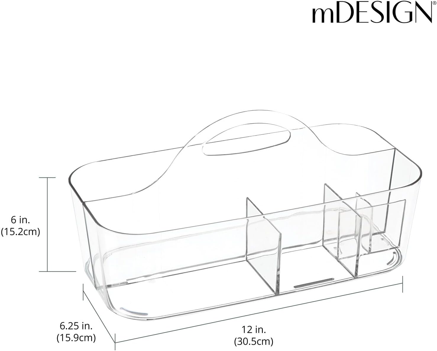 mDesign Clear Plastic Shower Organizer Basket with Handle
