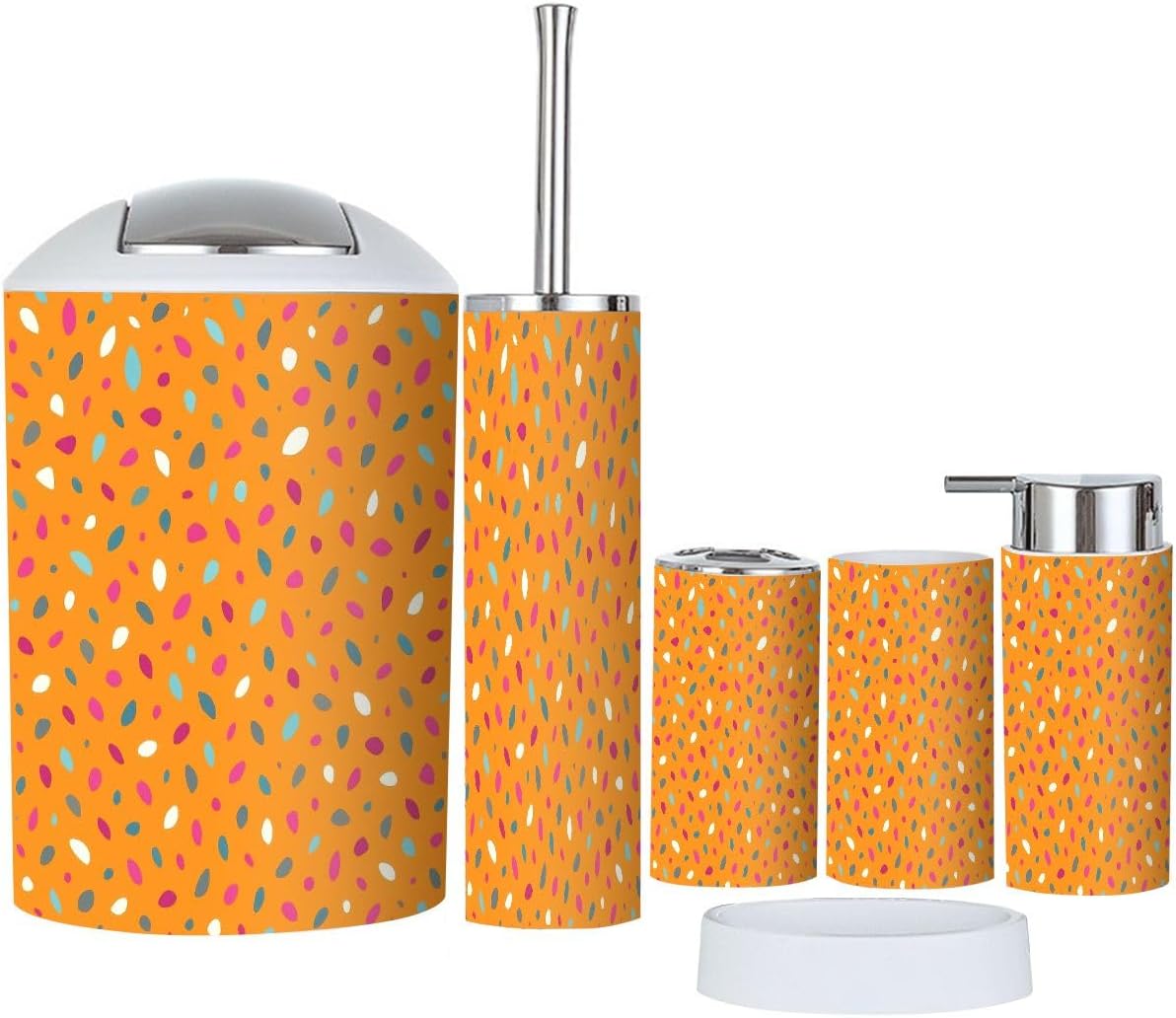Boho Terrazzo Pattern Bathroom Accessory Set 6 Piece