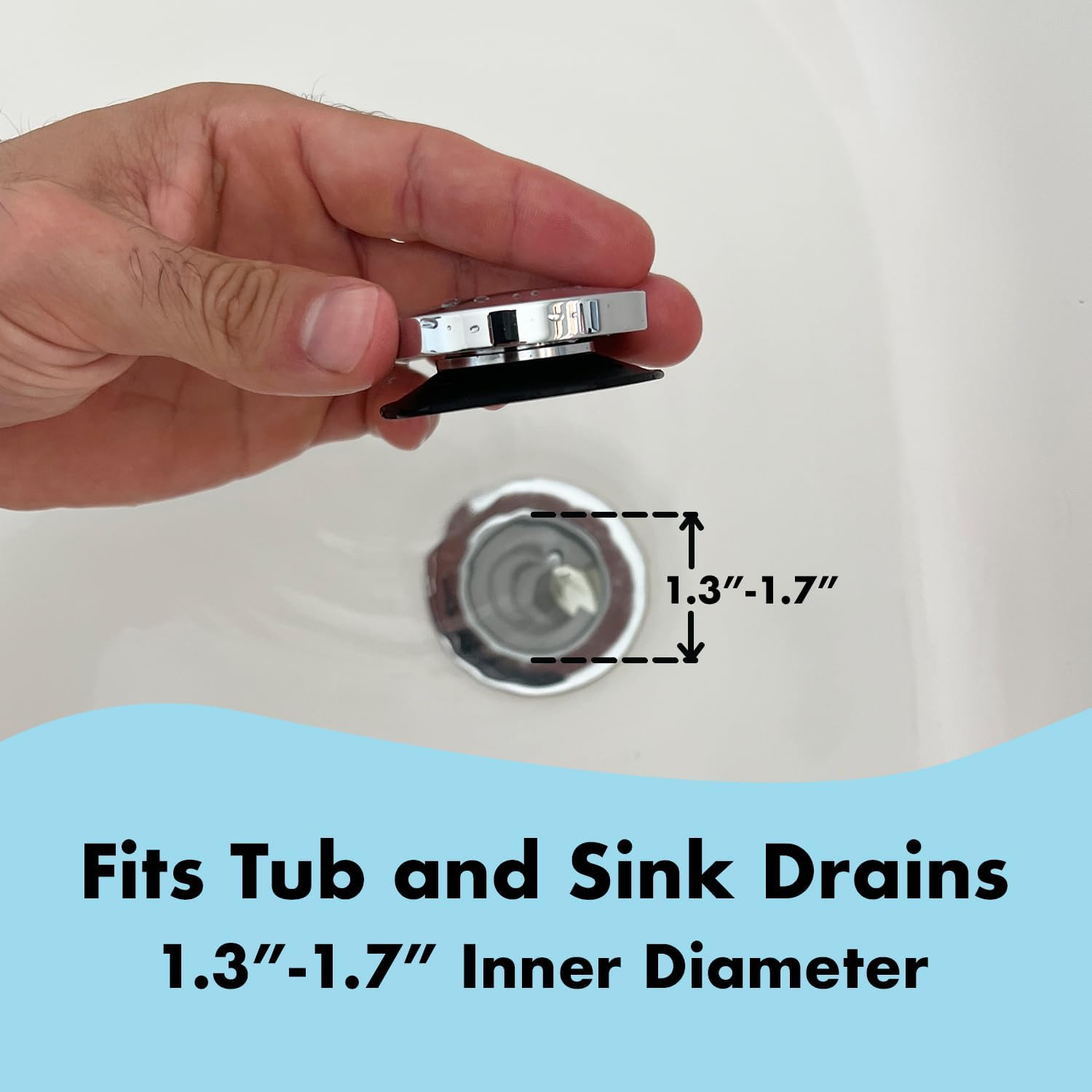 DrainFunnel Chrome Bathtub Stopper for 13-17 Drains