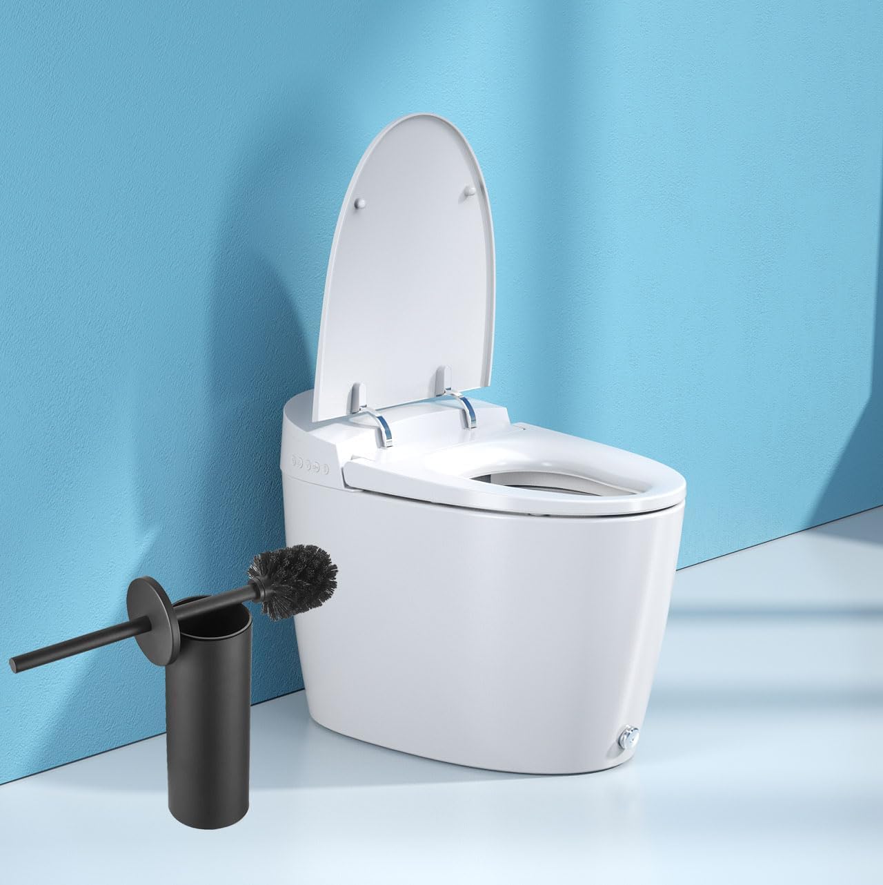 KWQKEM Toilet Brush and Holder Set Matte Black 1
