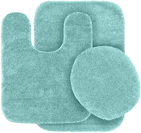 Fancy Linen 3pc Bath Mat Set Sea FoamAqua 1