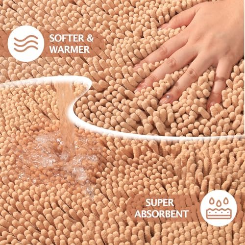NUOVARUGS 20x32 Chenille Bath Rug Non-Slip and Quick Dry