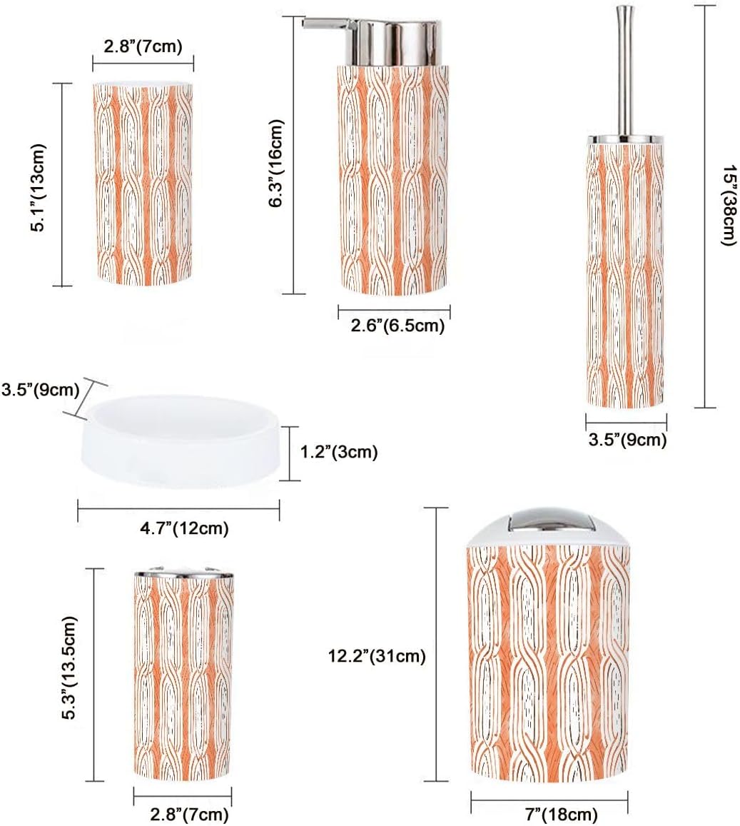 Boho Bathroom Accessory Set 6 Piece Modern Mid Century