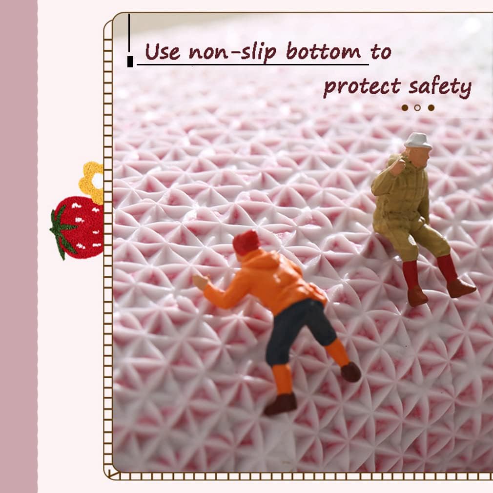 Soft Cozy Strawberry Bath Rug Non-Slip Green