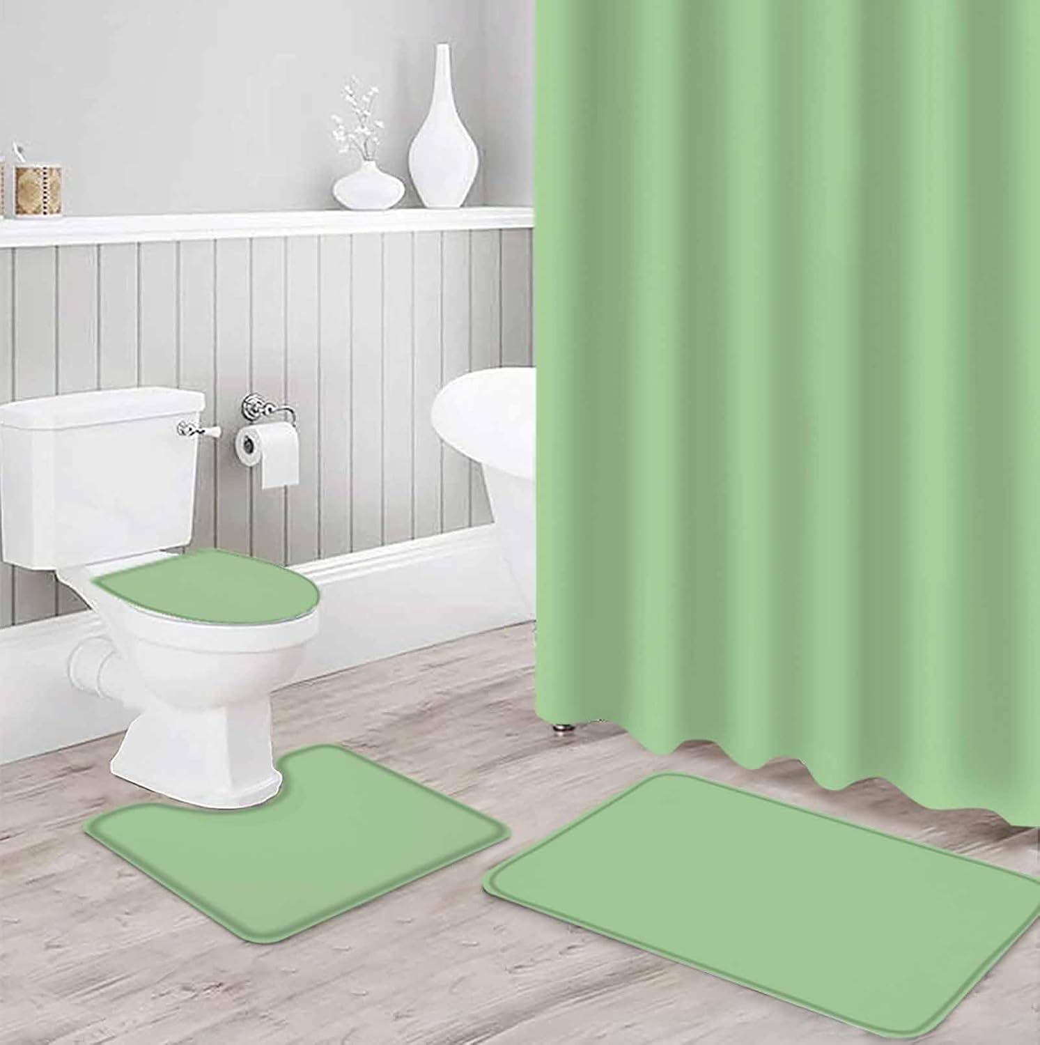 ZOE GARDEN Green Bathroom Set with Rug and Accessories