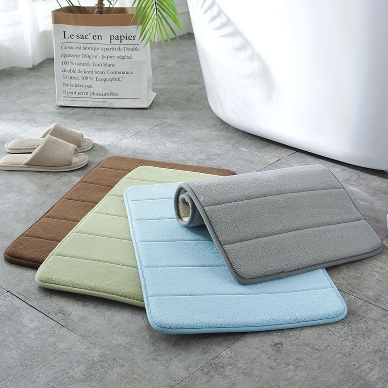 Flamingo P Non Slip Memory Foam Bath Mat Grey 1