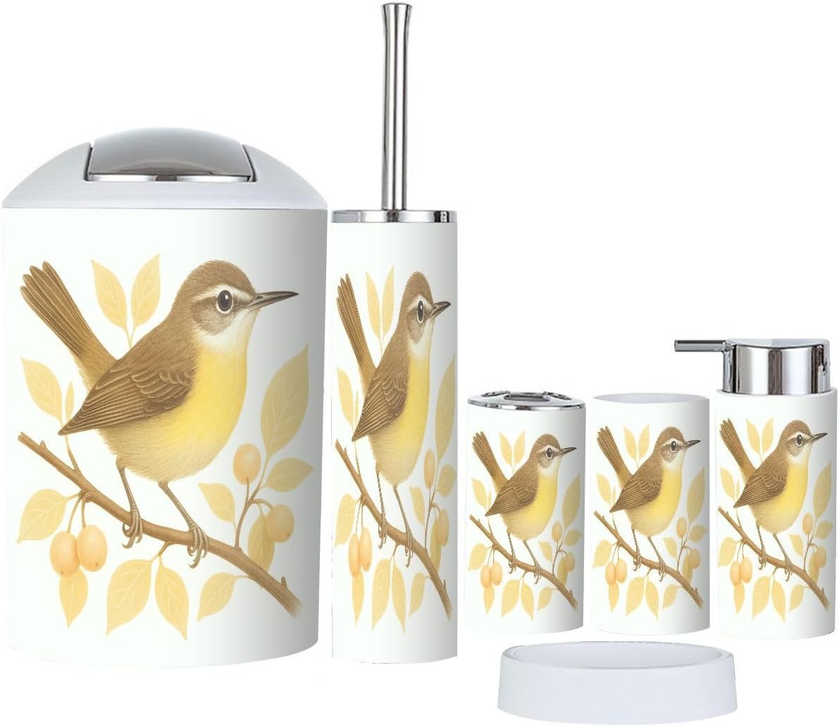 Boho Bathroom Accessory Set 6 Piece Modern Farmhouse Yellow