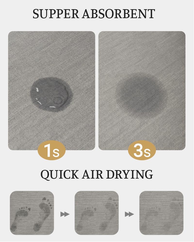 Mecko Light Grey Bath Mat Rug 16x24 Non-Slip Quick Dry Absorbent