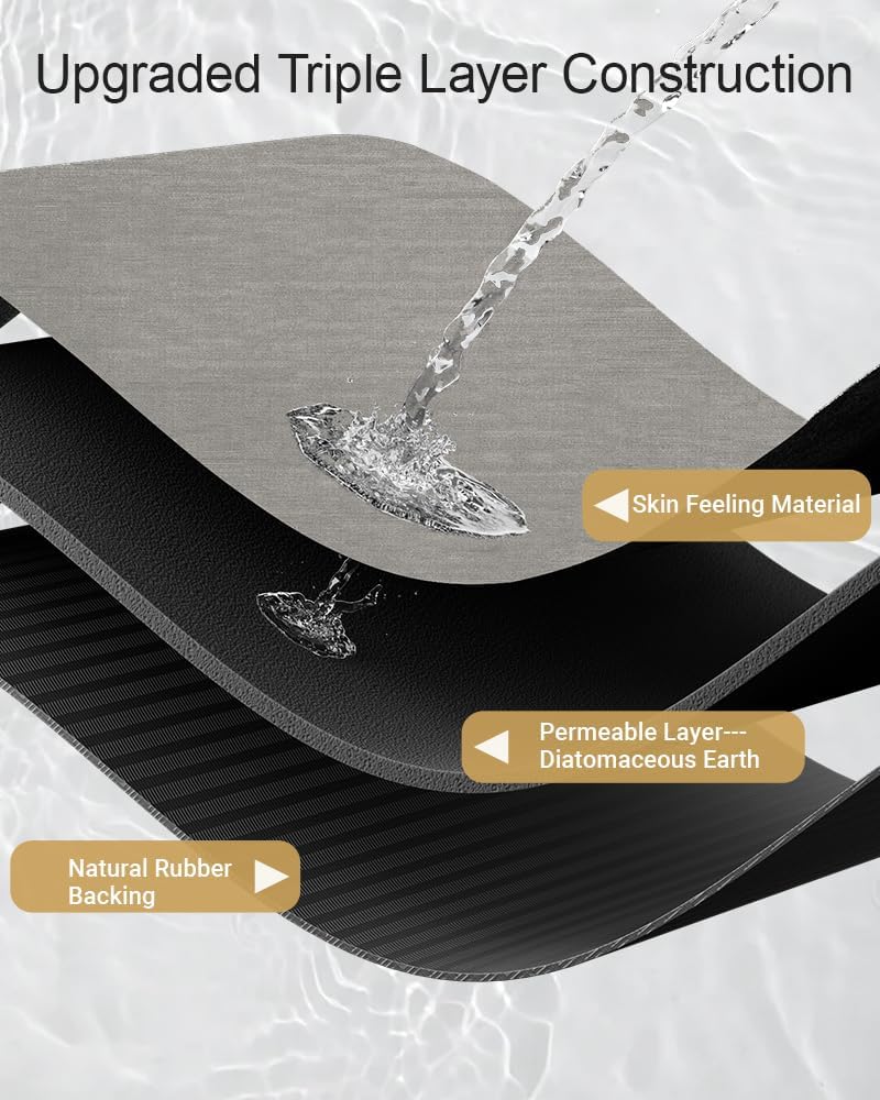 Mecko Light Grey Bath Mat Rug 16x24 Non-Slip Quick Dry Absorbent