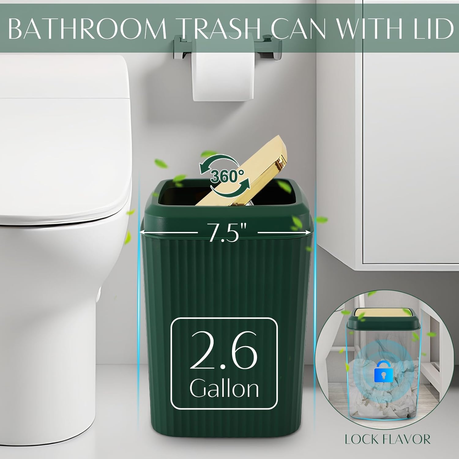 WSBArt 32PCS Bathroom Set with Hunter Green Shower Curtain and Rugs