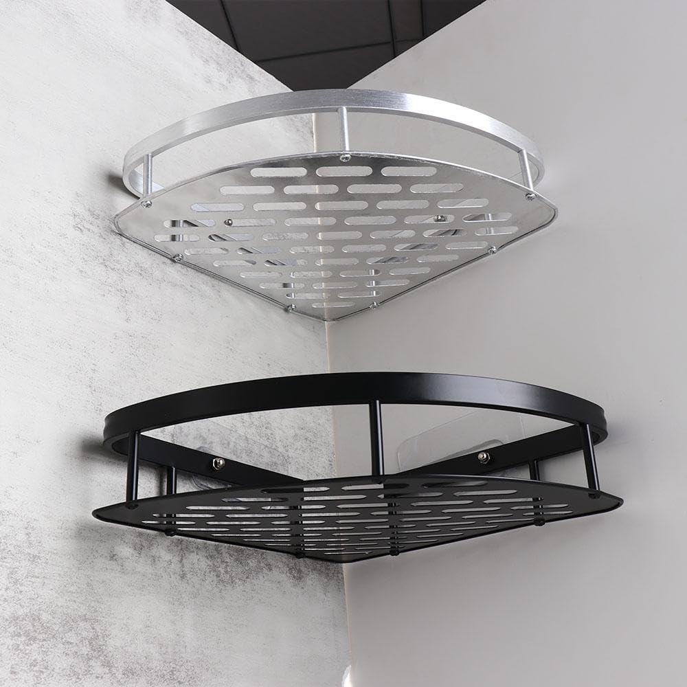 Metal Shower Corner Shelf with Non-Drill Mount