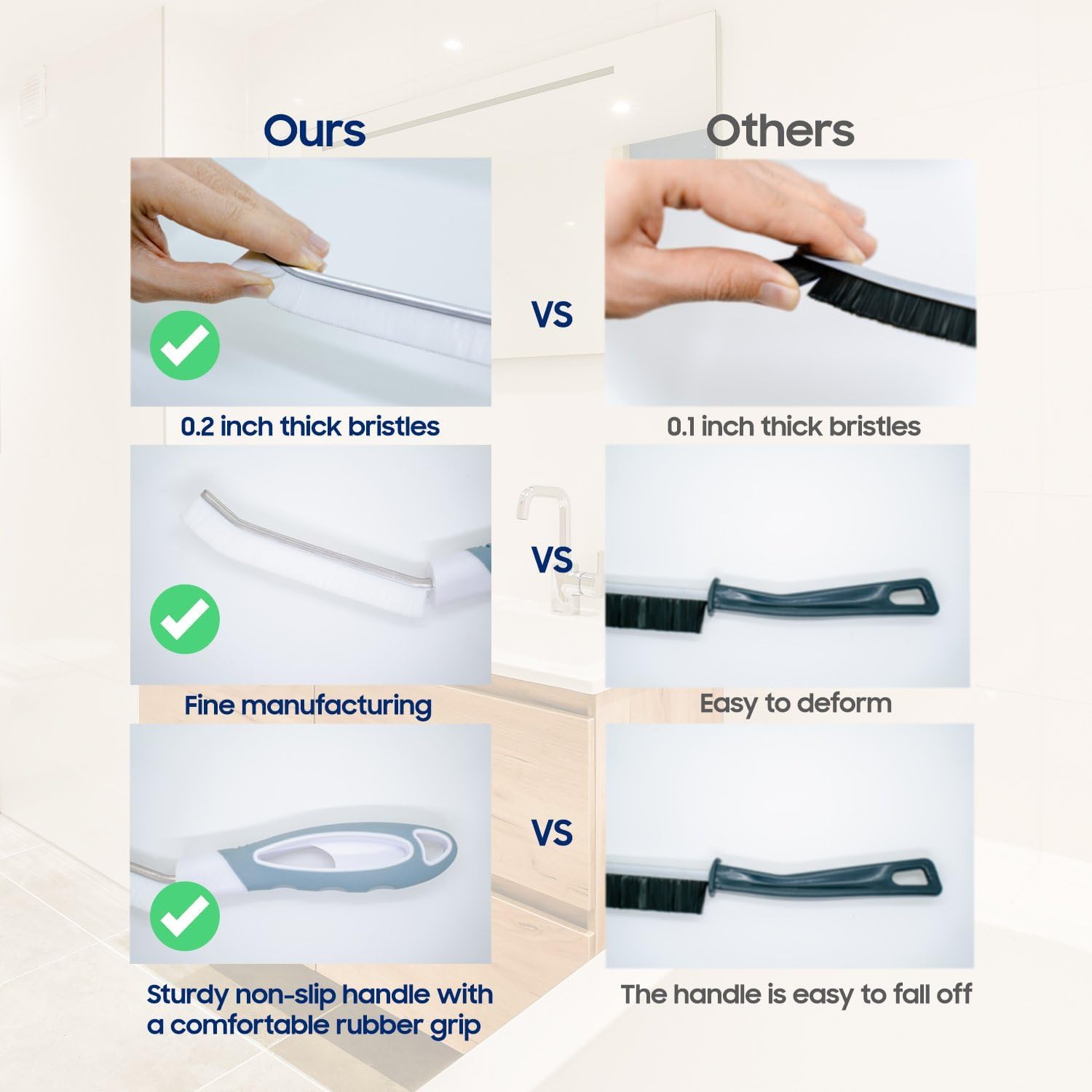 Anzutra 2PCS Hard Bristle Crevice Cleaning Brush Set