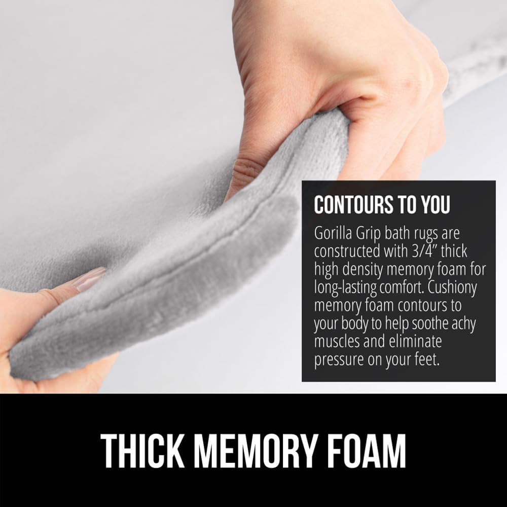 Gorilla Grip Bath Rug Velvet Mat 30x20 Light Gray