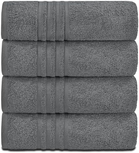 White Classic Wealuxe Grey Bath Towels Set of 4