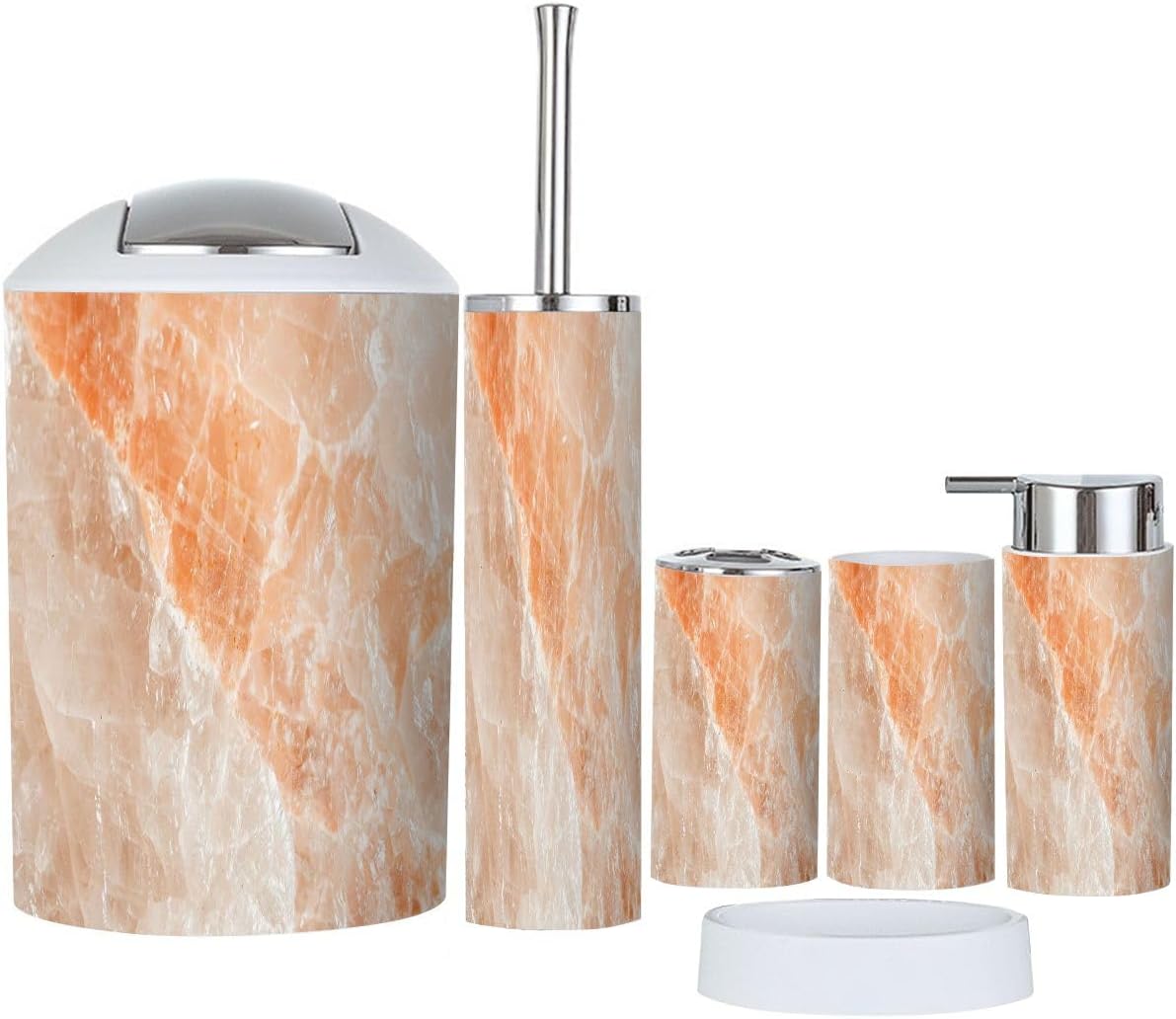 Boho Pastel Pink Bathroom Accessory Set 6 Piece 1