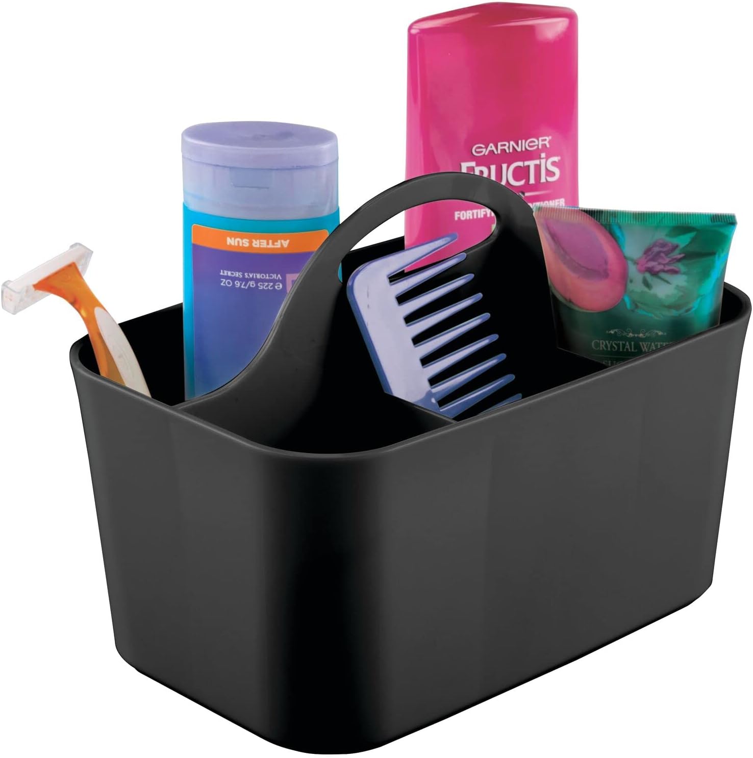 mDesign Shower Caddy Tote with Handle - Black