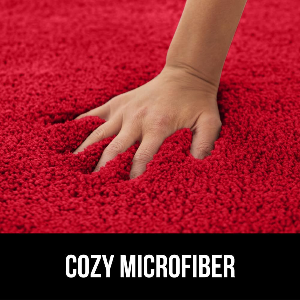 GORILLA GRIP 24x17 Bath Rug 175x15 Toilet Cover Set Red
