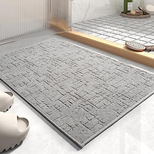 AMOAMI Bath Mat - Super Absorbent Quick Dry Rubber Backed Floor Mat
