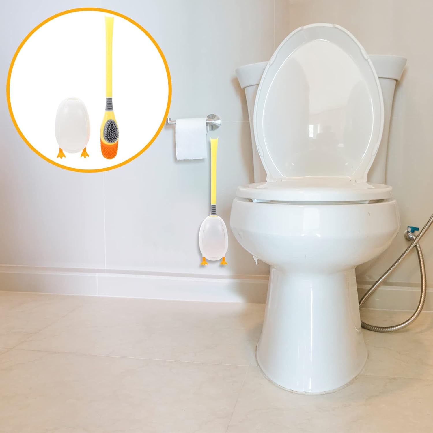 Operitacx Silicone Toilet Brush with Wall Mounted Holder